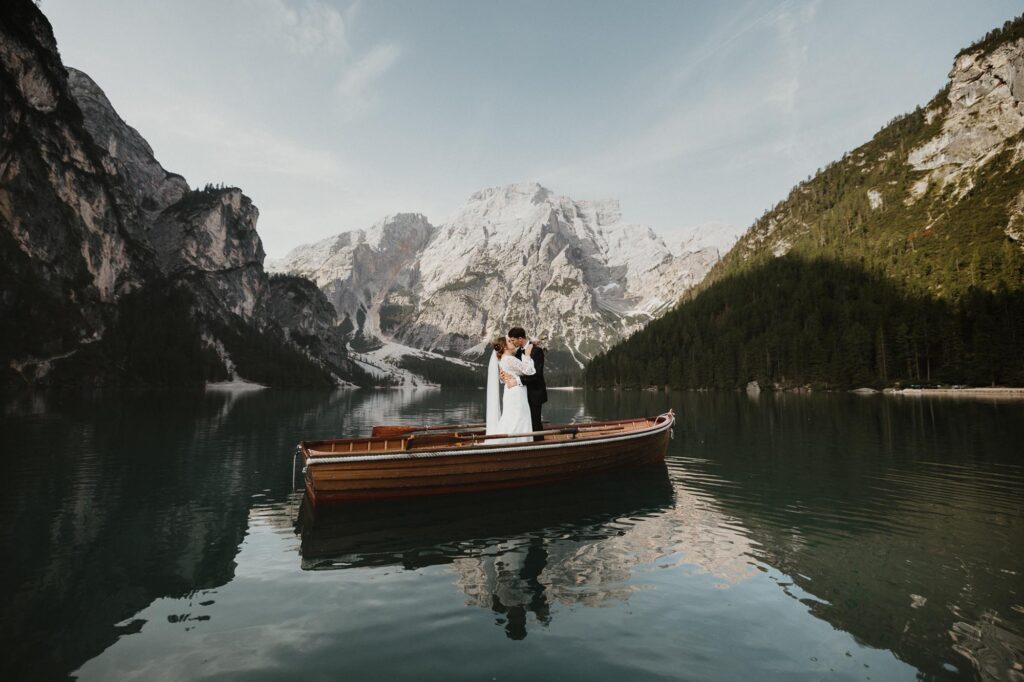 Elopement on Lago Di Braies boats |Your Personal Guide to Eloping in the Dolomites